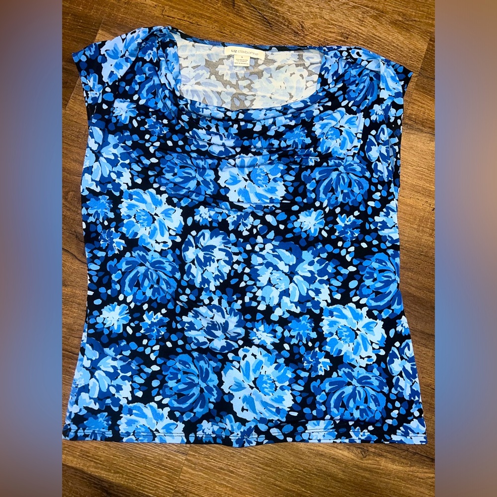 Liz Claiborne Blue Floral Blouse